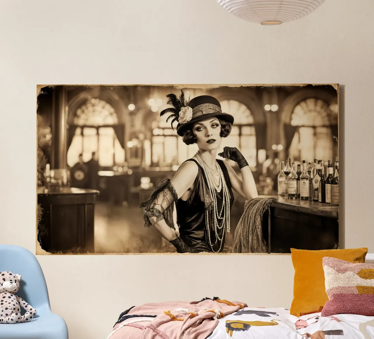 Ragazza flapper anni '20 tela con Cornice a cassetta da Magic Screen