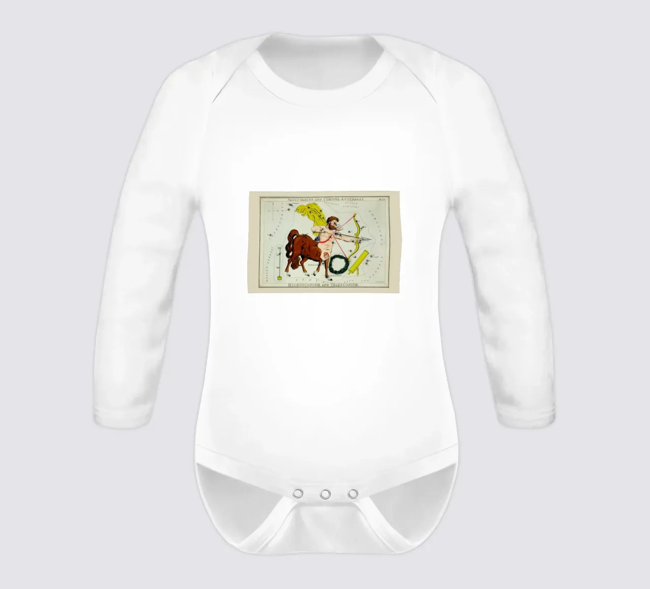 Sagittarius long-sleeve baby romper by Vintage by JUNIQE