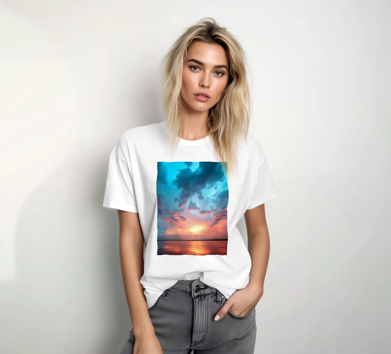 Tramonto mozzafiato con colori vivaci e lampi di luce t-shirt da DesignDoodle