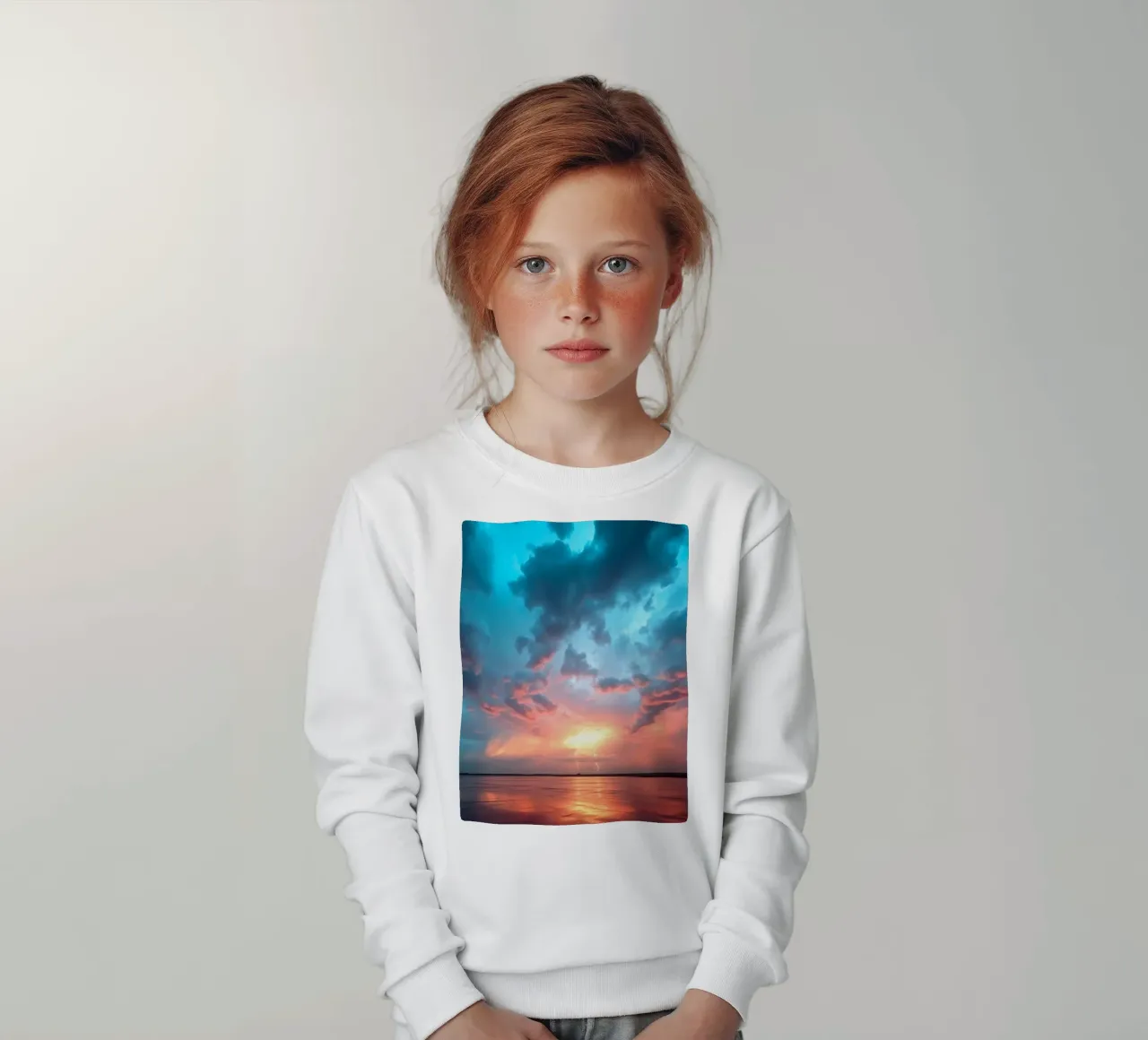 Tramonto mozzafiato con colori vivaci e lampi di luce felpa bambino da DesignDoodle