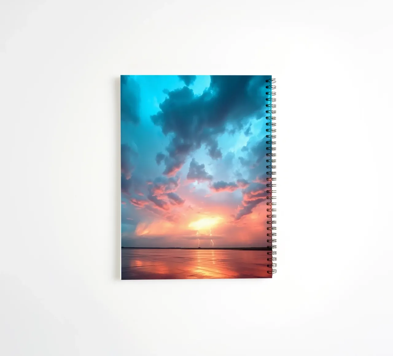 Stunning sunset with vibrant colors and lightning spiral notebook by DesignDoodle