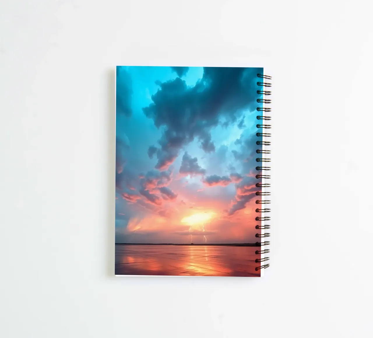 Stunning sunset with vibrant colors and lightning spiral notebook by DesignDoodle