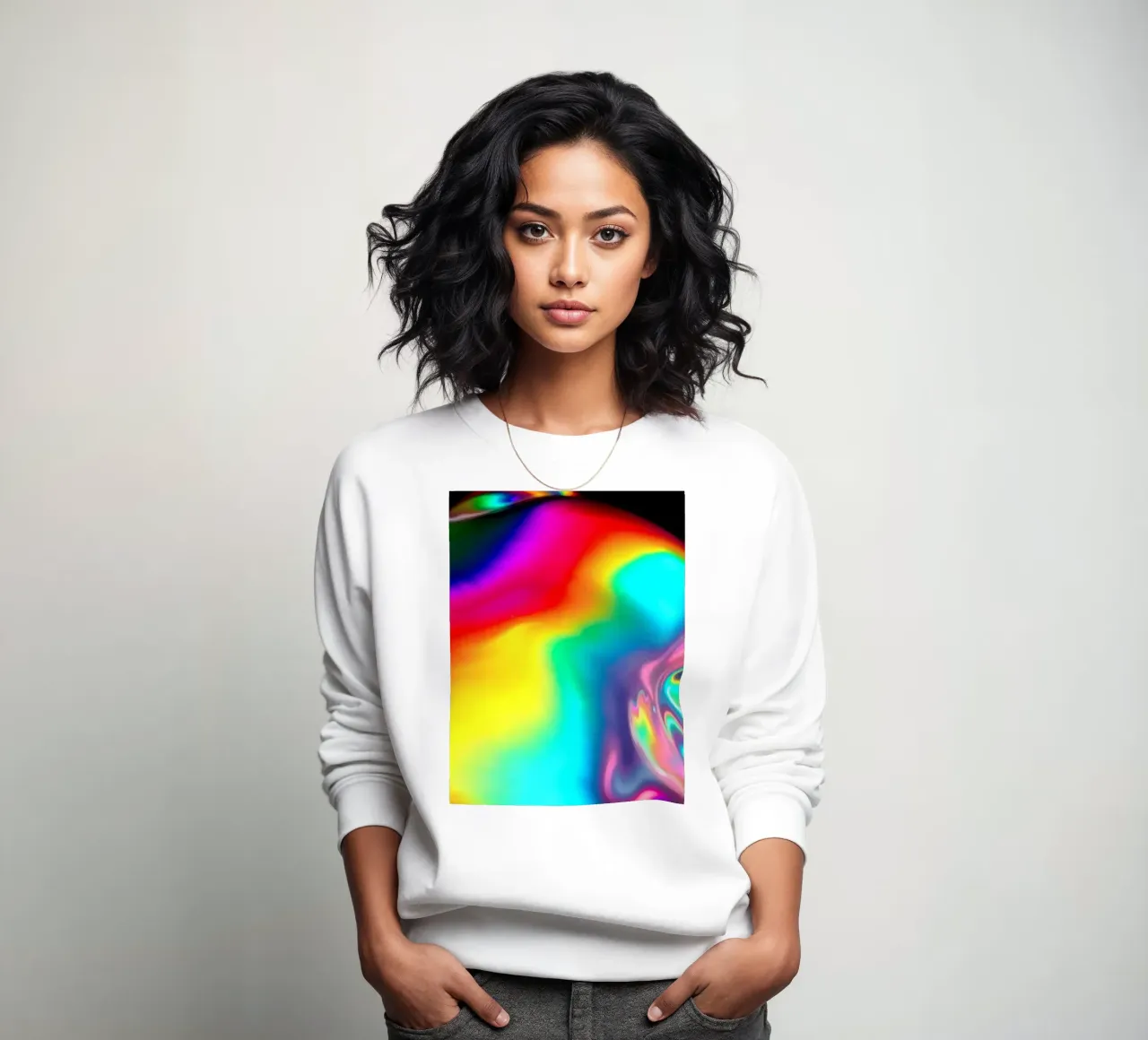Buntes abstraktes Muster mit lebendigen, fließenden Formen Sweatshirt von DesignDoodle