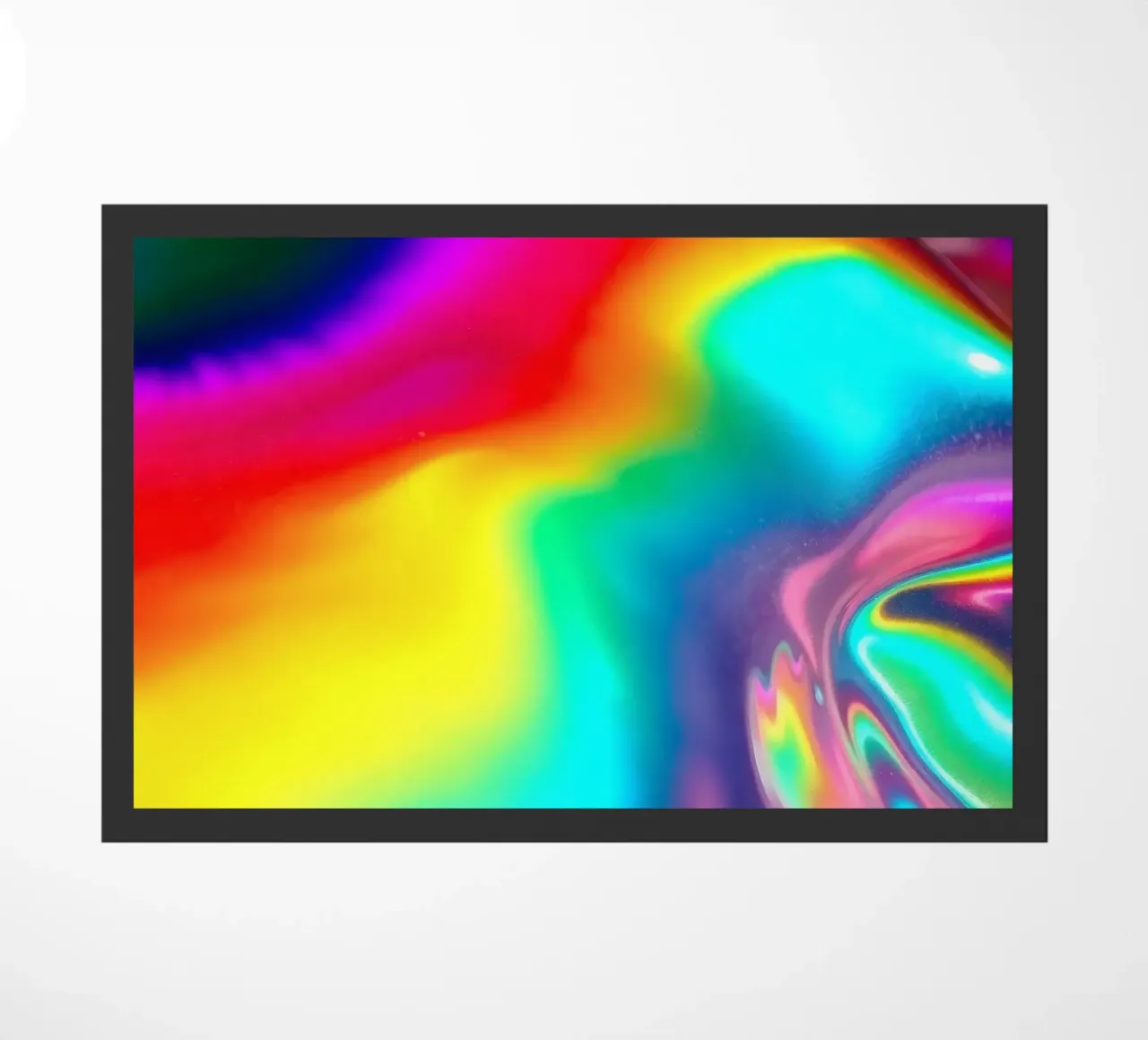 Colorful abstract pattern showcasing vibrant fluid shapes doormat by DesignDoodle