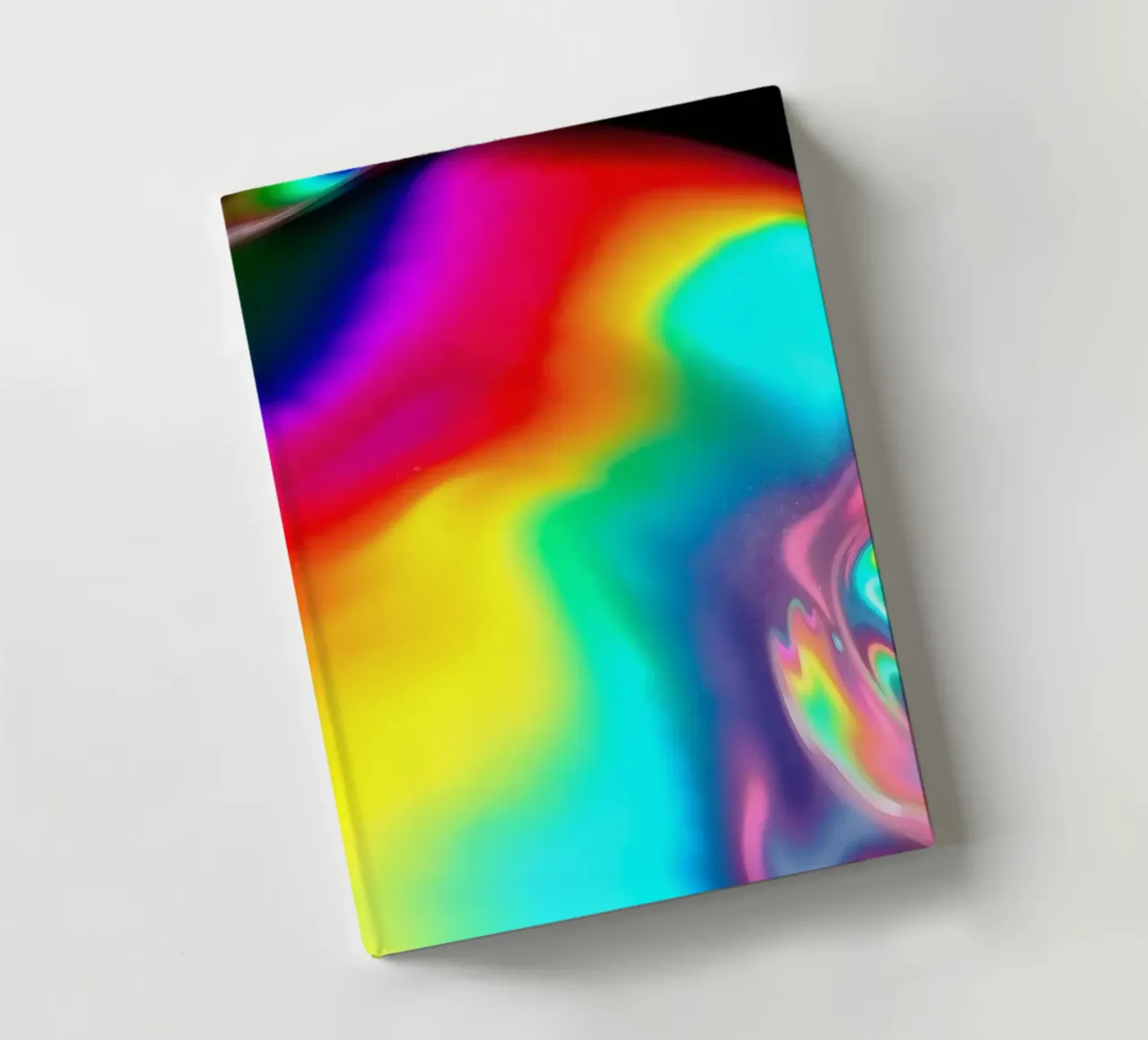 Colorful abstract pattern showcasing vibrant fluid shapes notebook by DesignDoodle