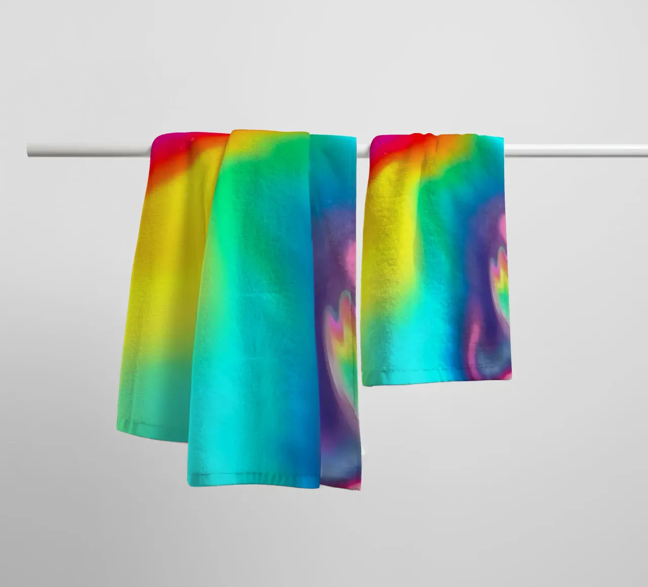 Colorful abstract pattern showcasing vibrant fluid shapes towel by DesignDoodle