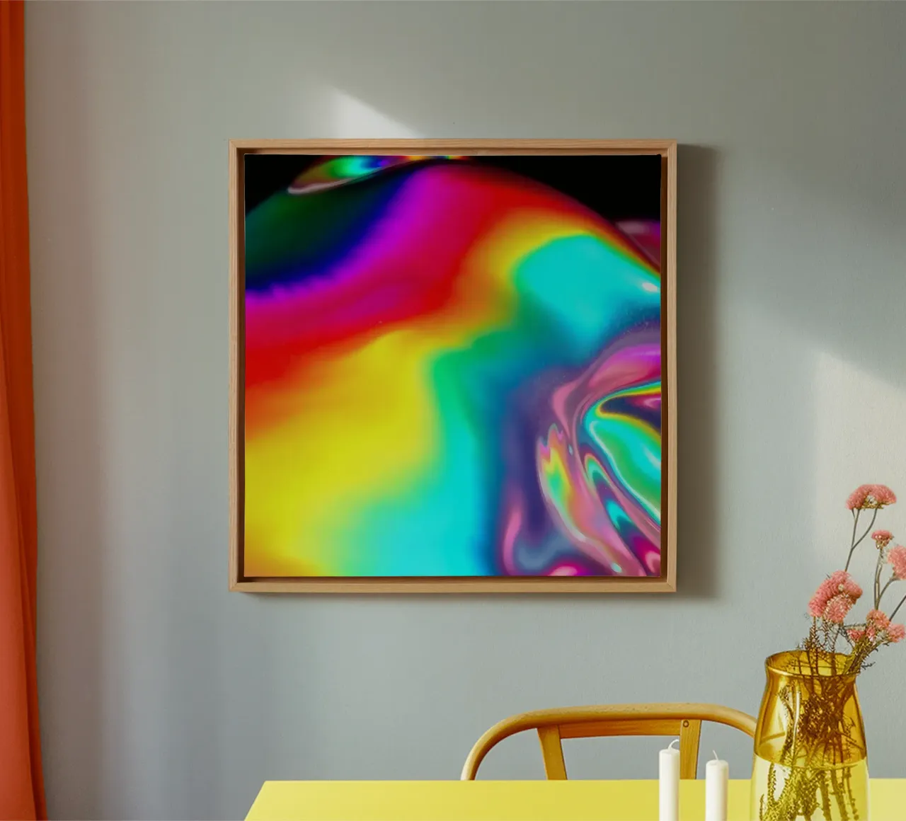 Colorful abstract pattern showcasing vibrant fluid shapes canvas by DesignDoodle