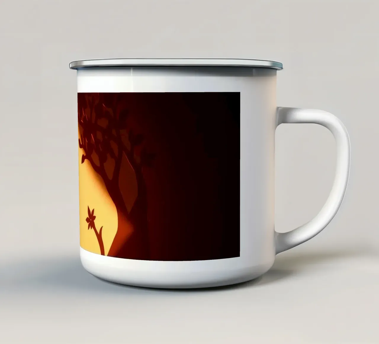 Art de l'ombre complexe représentant une femme paisible assise mug en émail de DesignDoodle