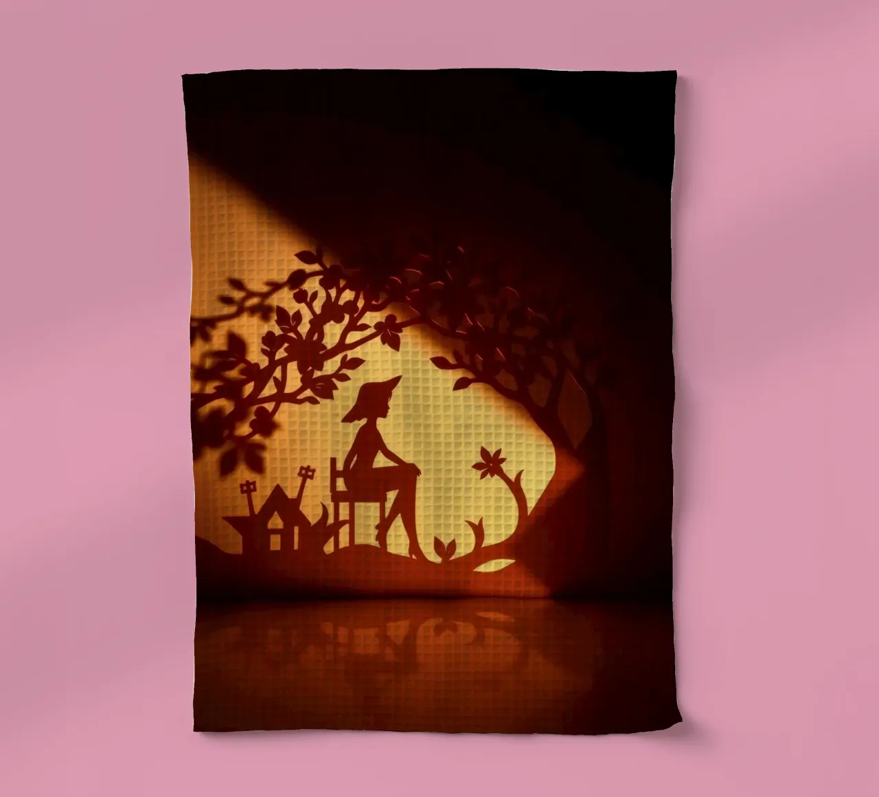 Art de l'ombre complexe représentant une femme paisible assise torchon de DesignDoodle