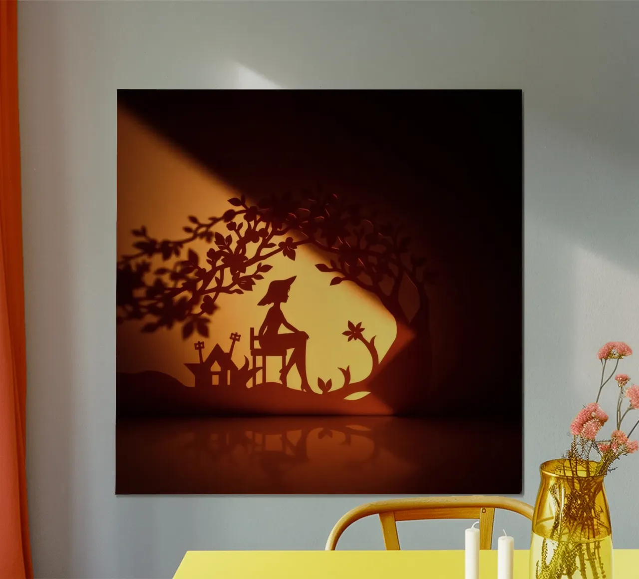 Art de l'ombre complexe représentant une femme paisible assise hahnemühle de DesignDoodle