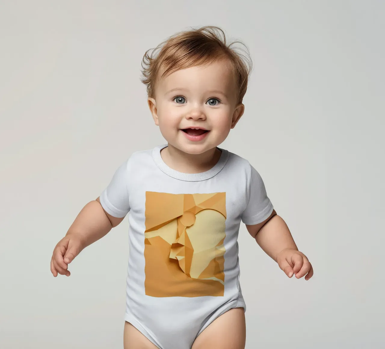 Elegant paper art creation featuring abstract shapes short-sleeve baby romper by DesignDoodle