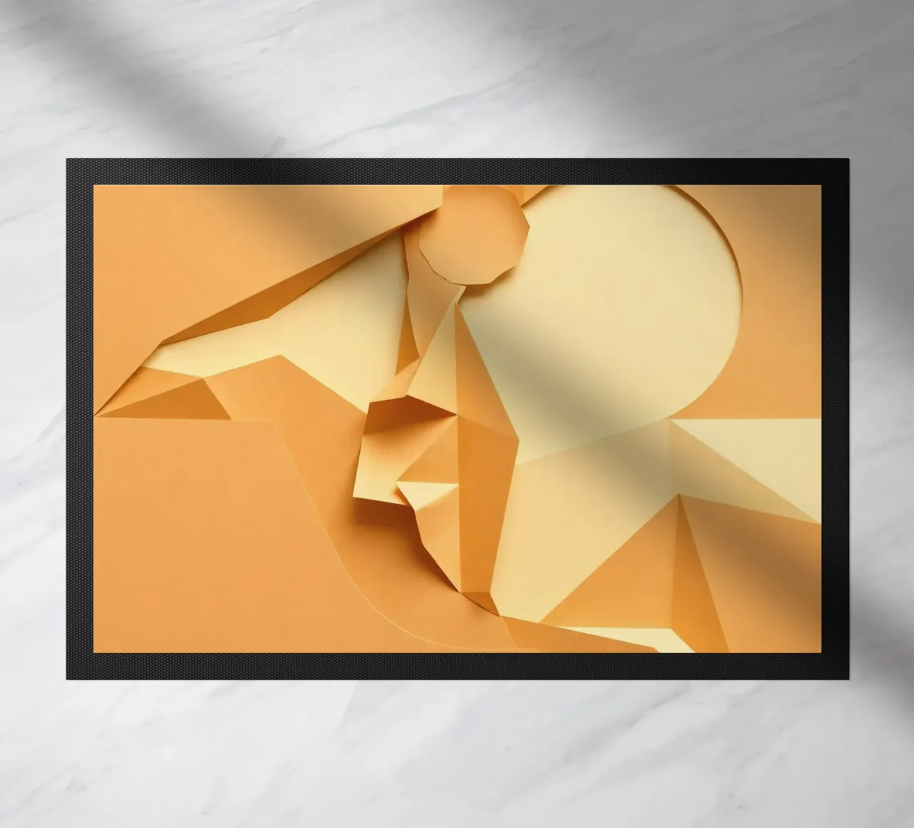 Elegant paper art creation featuring abstract shapes doormat by DesignDoodle