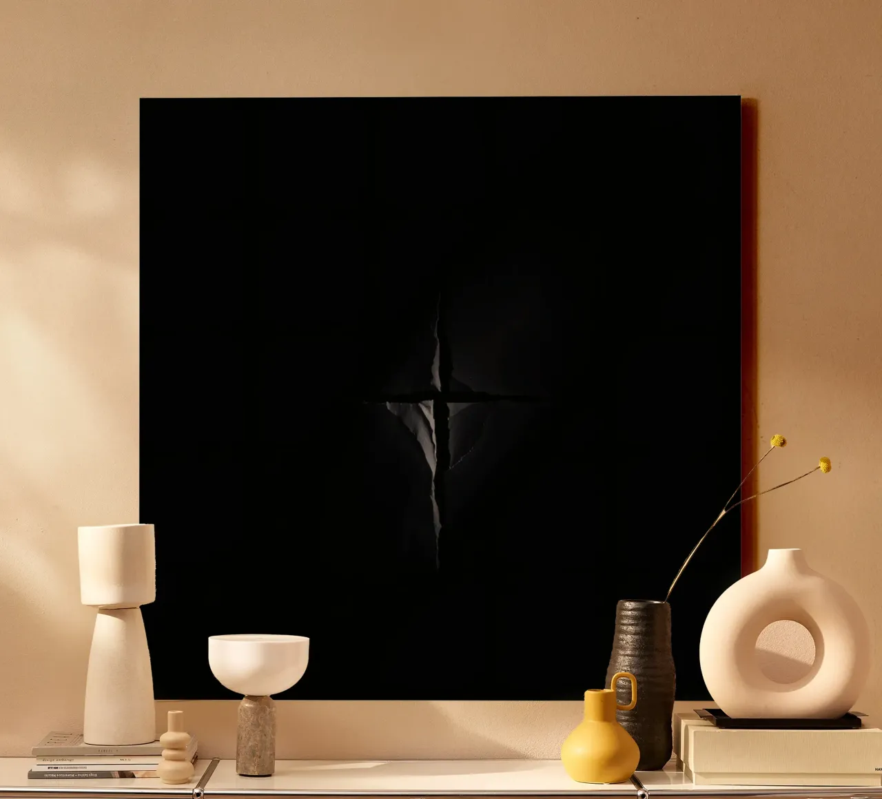 Dark crack in a surface reveals subtle light canvas by DesignDoodle