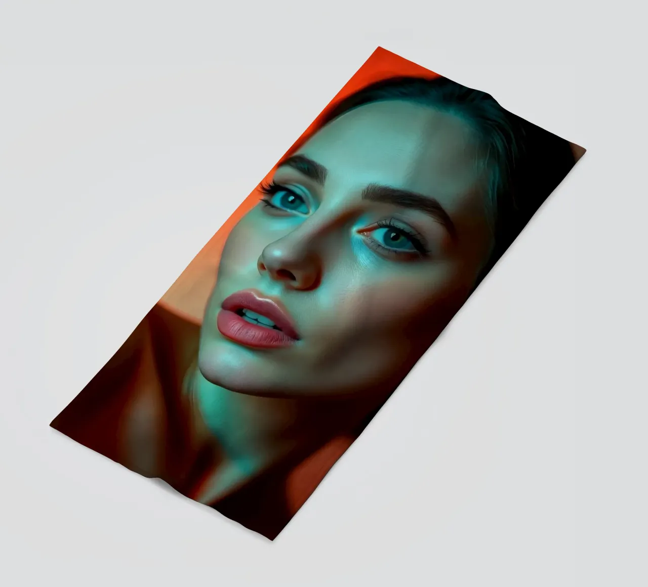 Portrait of a young woman in warm lighting beach towel by DesignDoodle