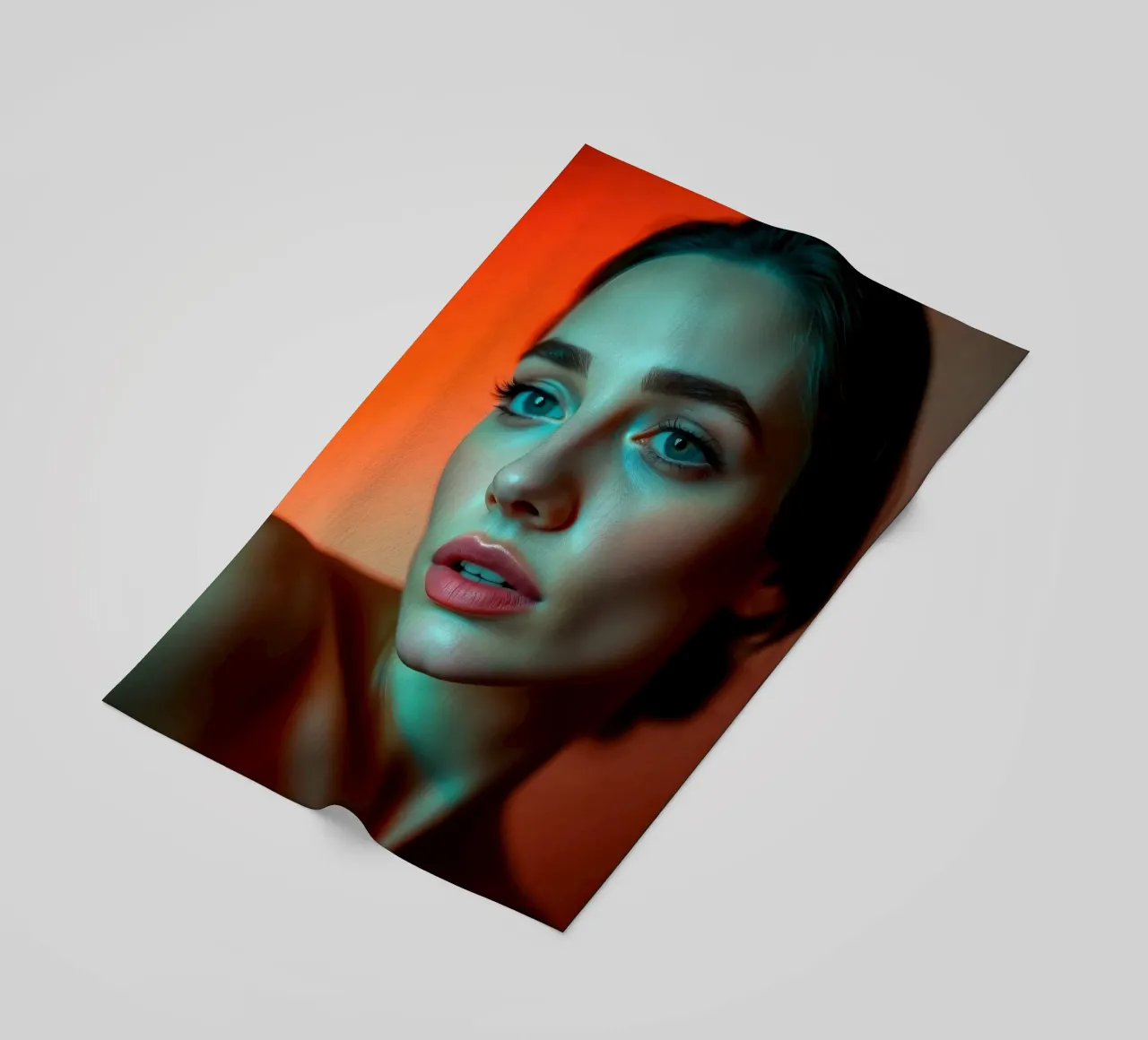 Portrait of a young woman in warm lighting beach towel by DesignDoodle