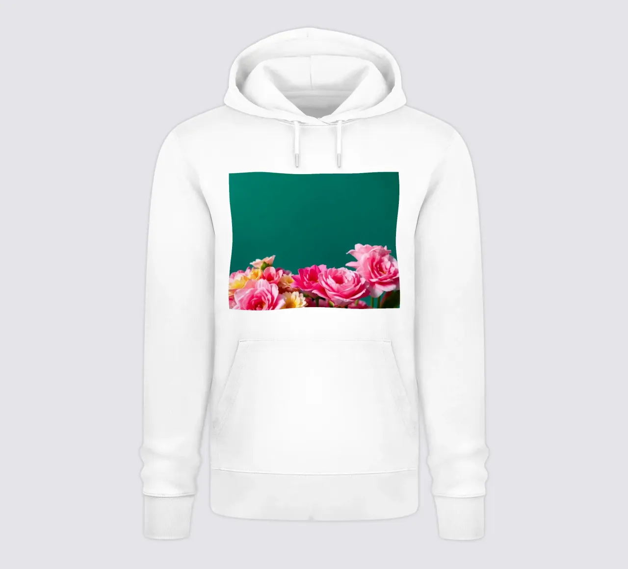 Bouquet multicolore di rose rosa e margherite disposte felpa con cappuccio da DesignDoodle