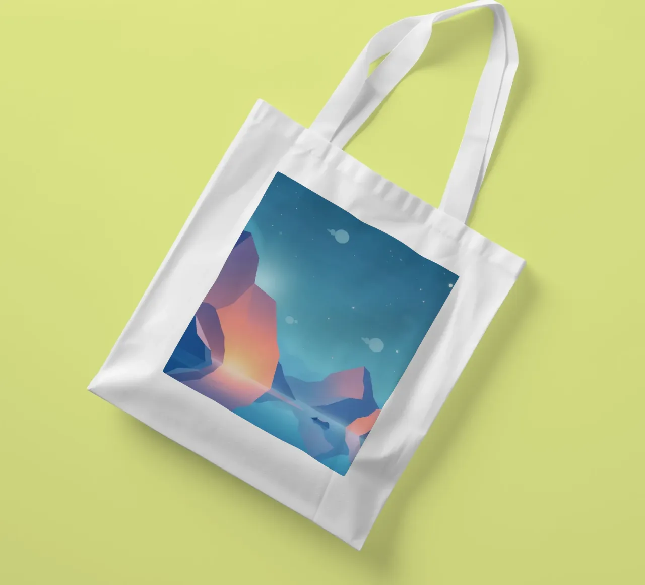 le montagne e l'acqua serena riflettono la calma borsa in juta da DesignDoodle