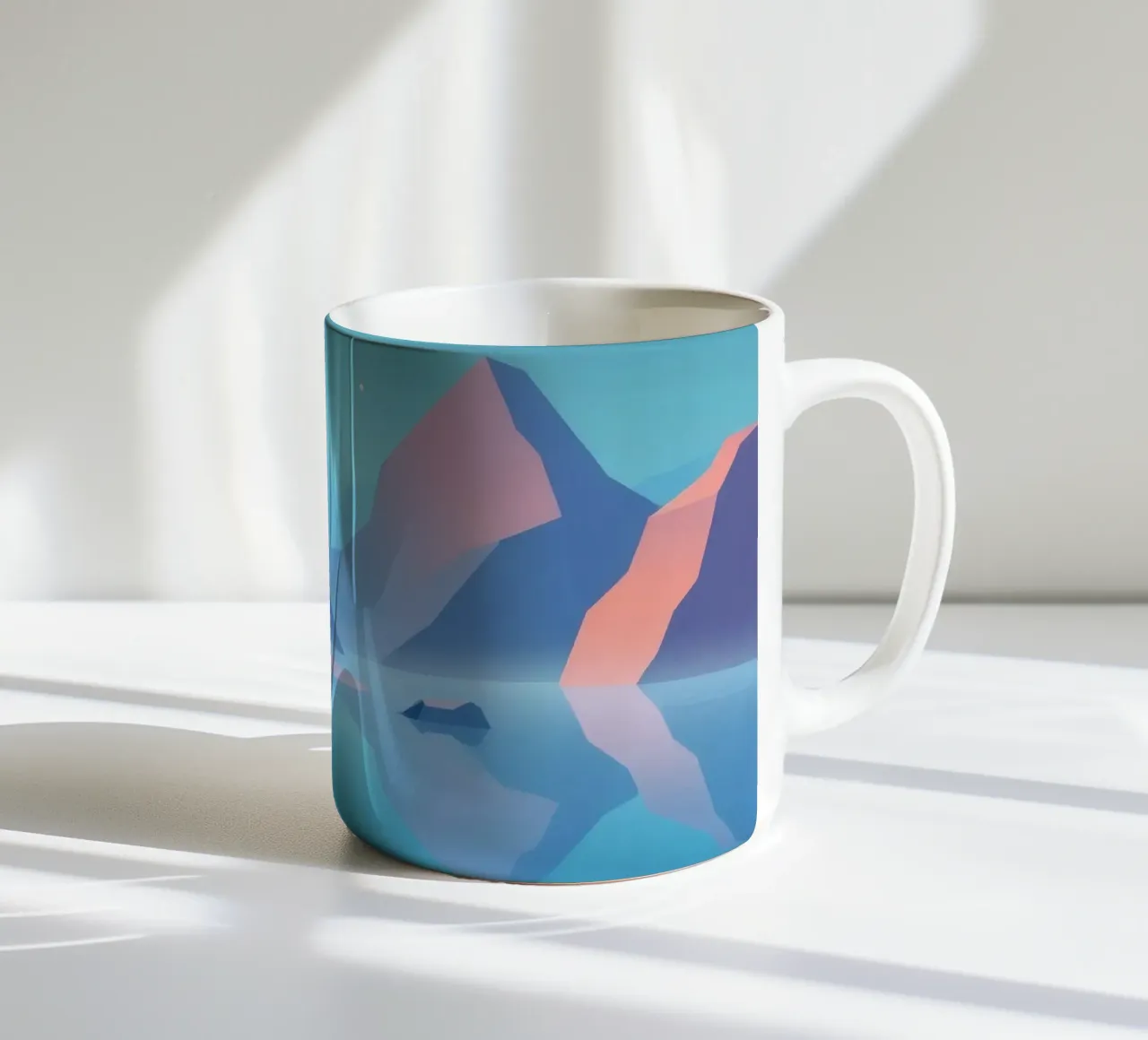 le montagne e l'acqua serena riflettono la calma tazza in ceramica da DesignDoodle