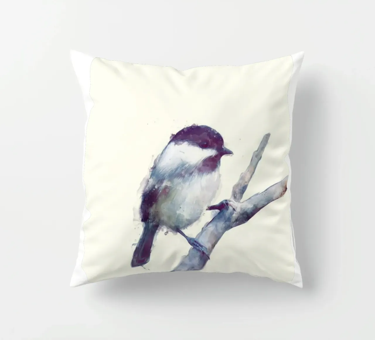 little bird on a tree branch amy hamilton decorative cushion by kbm store