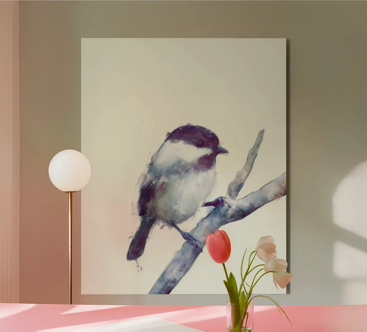 little bird on a tree branch amy hamilton alu-dibond by kbm store