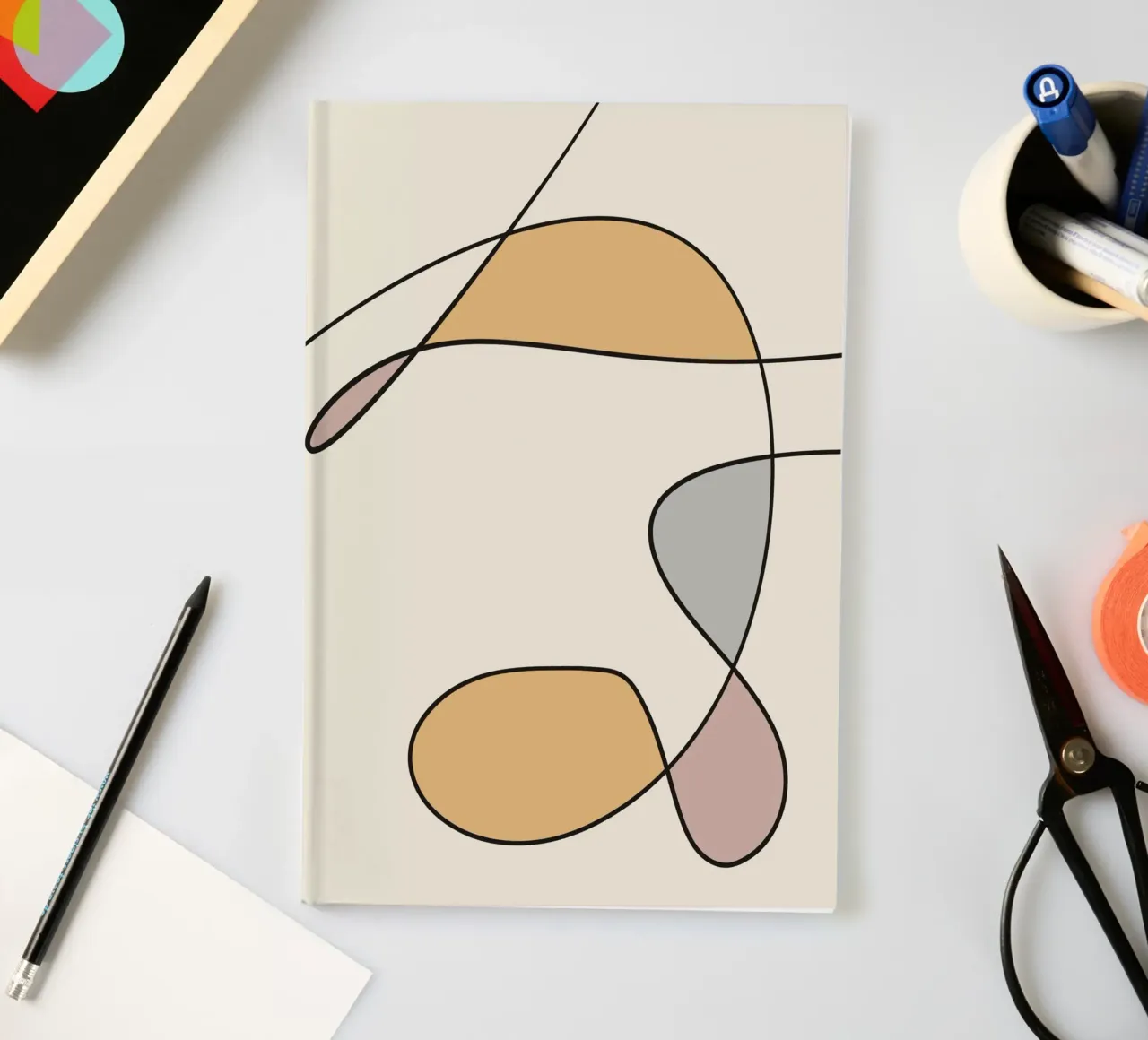 Minimal graceful line art abstract 02 notebook by Little Dean