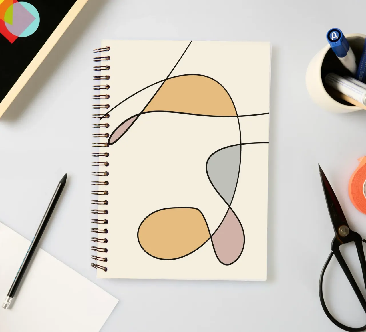 Minimal graceful line art abstract 02 spiral notebook by Little Dean