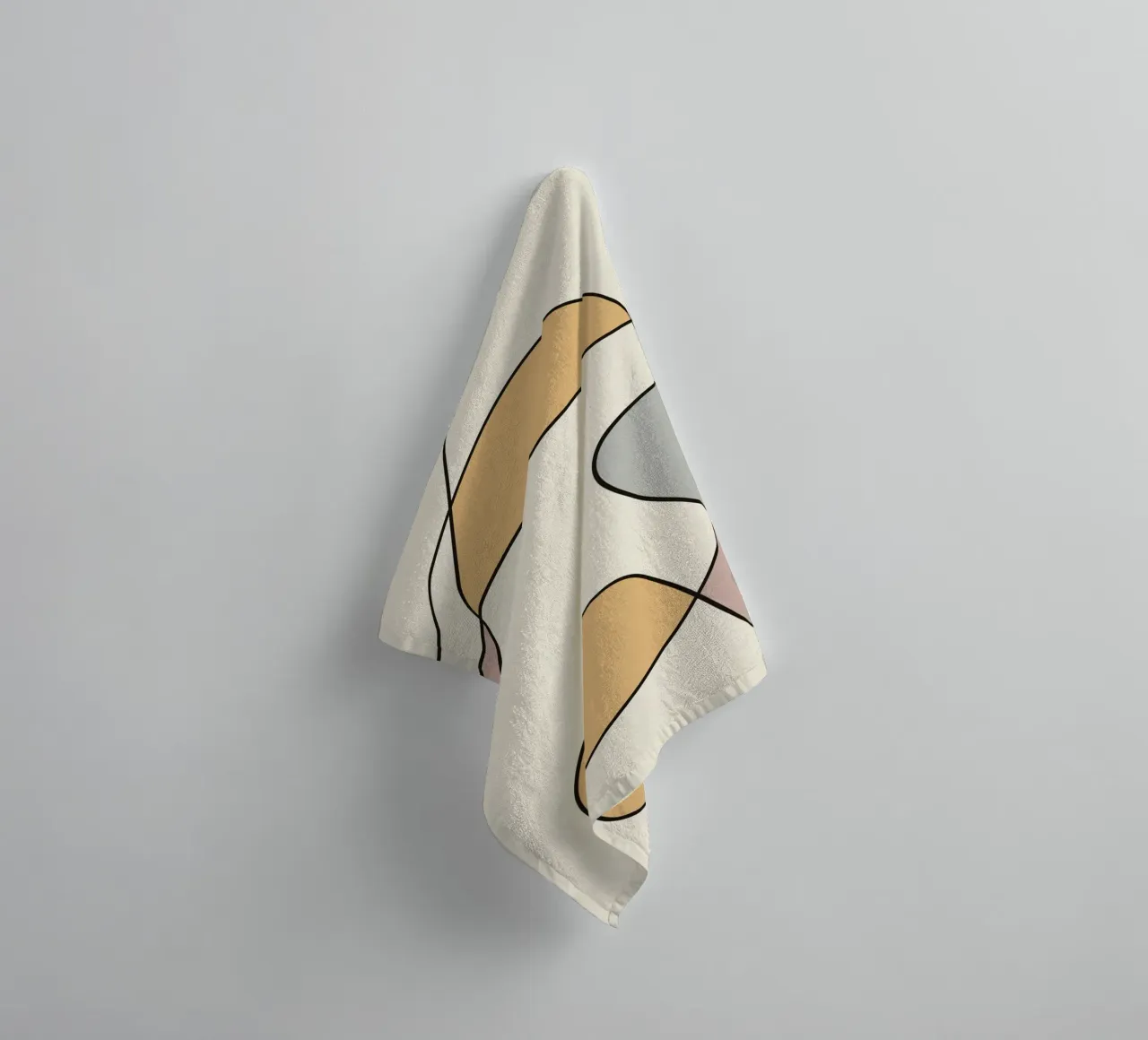 Minimale sierlijke abstracte lijnkunst 02 badhanddoek van Little Dean