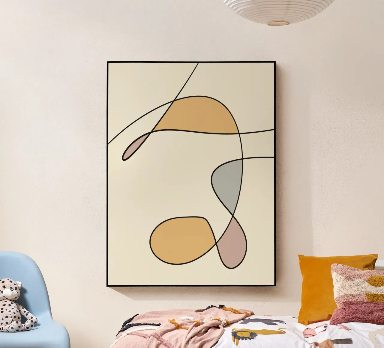 Minimale sierlijke abstracte lijnkunst 02 acryl van Little Dean