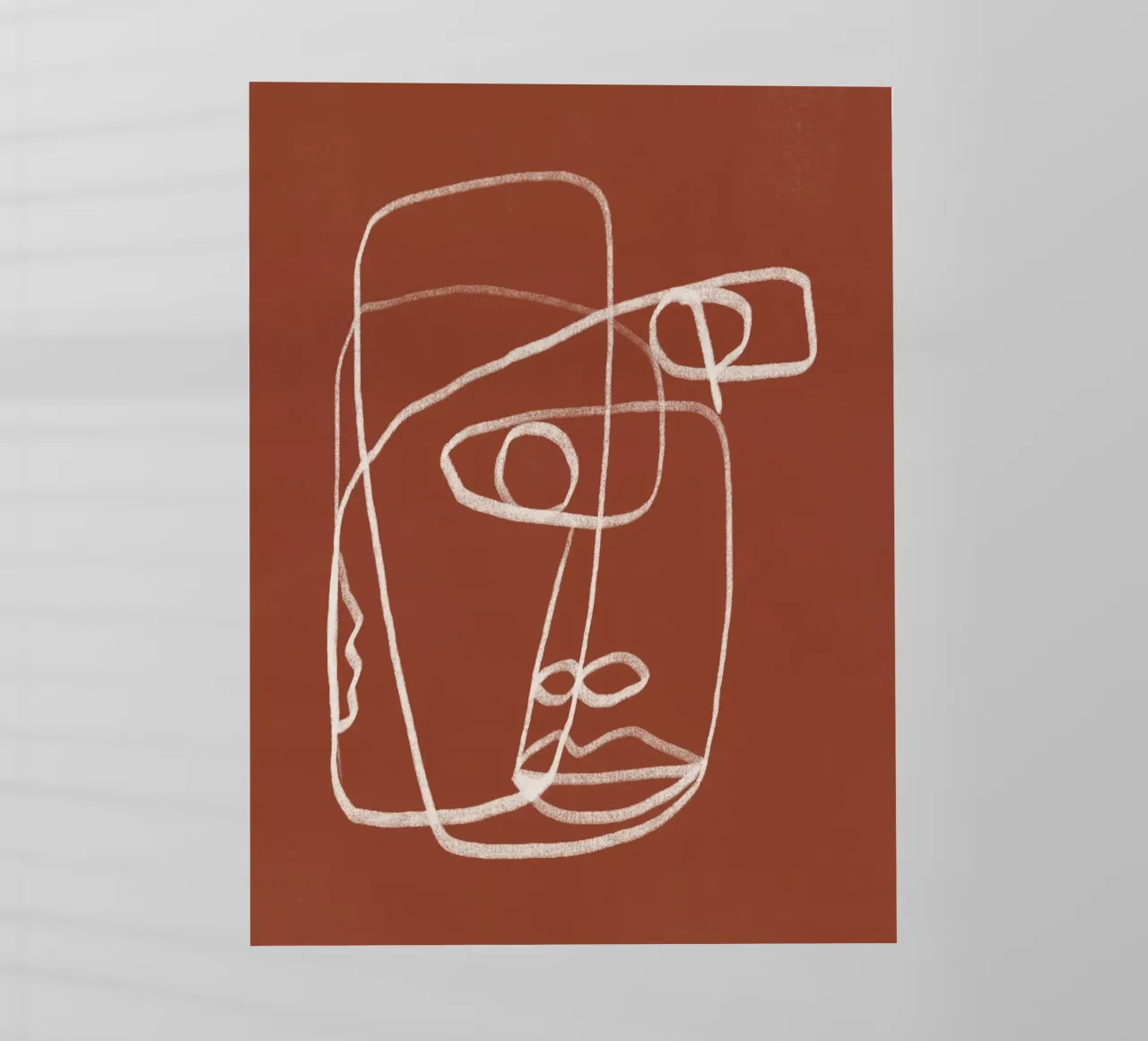 Line art ritratto astratto terracotta 02 pellicola backlit da Little Dean