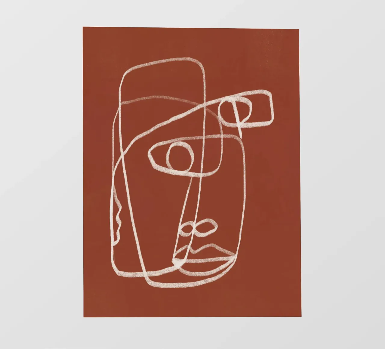 Line art abstract portrait terracotta 02 backlit film by Little Dean
