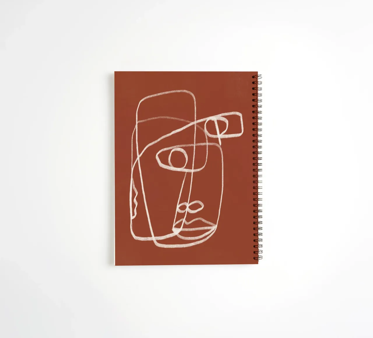 Line art abstract portrait terracotta 02 spiral notebook by Little Dean