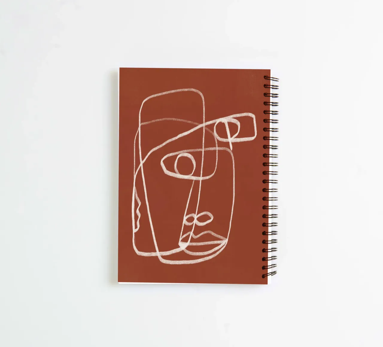 Line art abstract portrait terracotta 02 spiral notebook by Little Dean