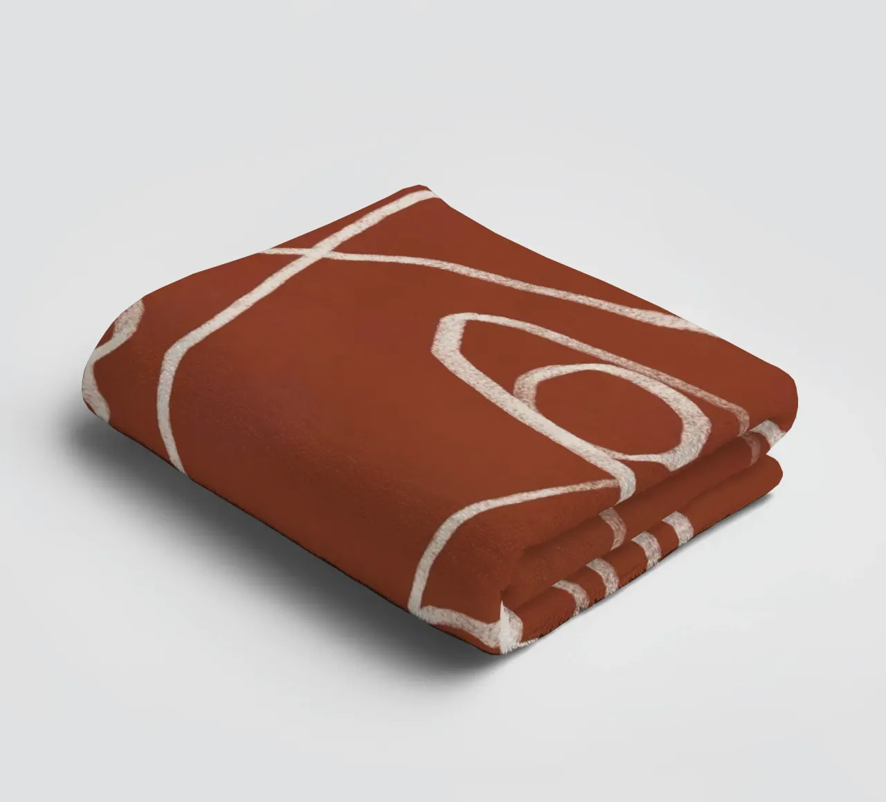 Line art abstract portrait terracotta 02 towel by Little Dean