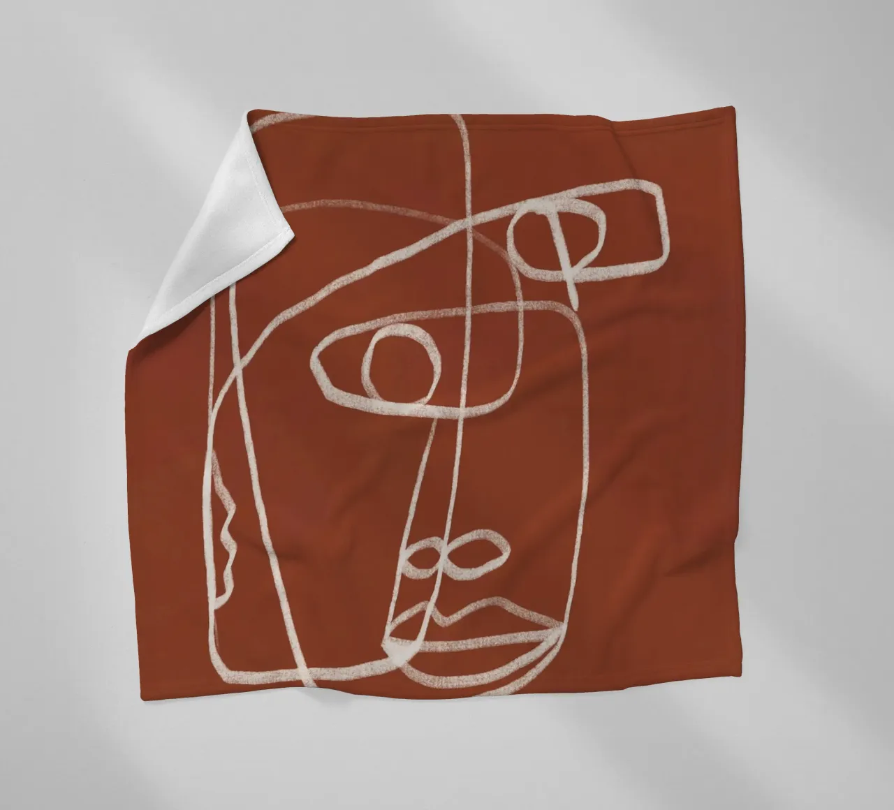Line art ritratto astratto terracotta 02 coperta in pile da Little Dean