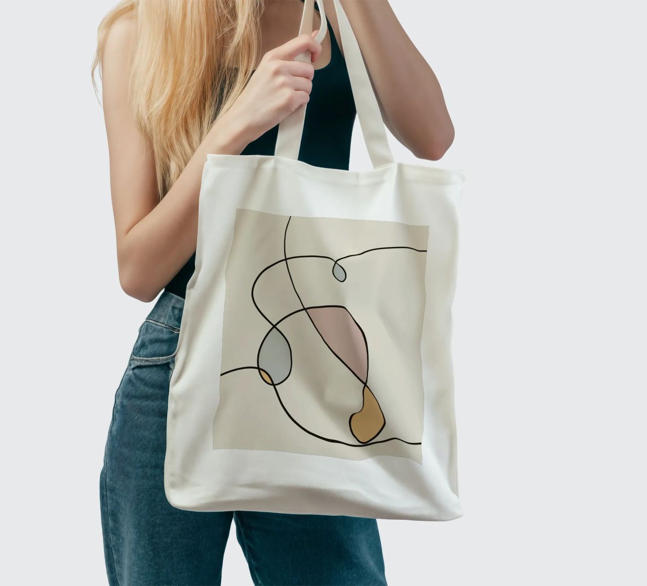 Minimal graceful line art abstract 03 borsa in juta da Little Dean