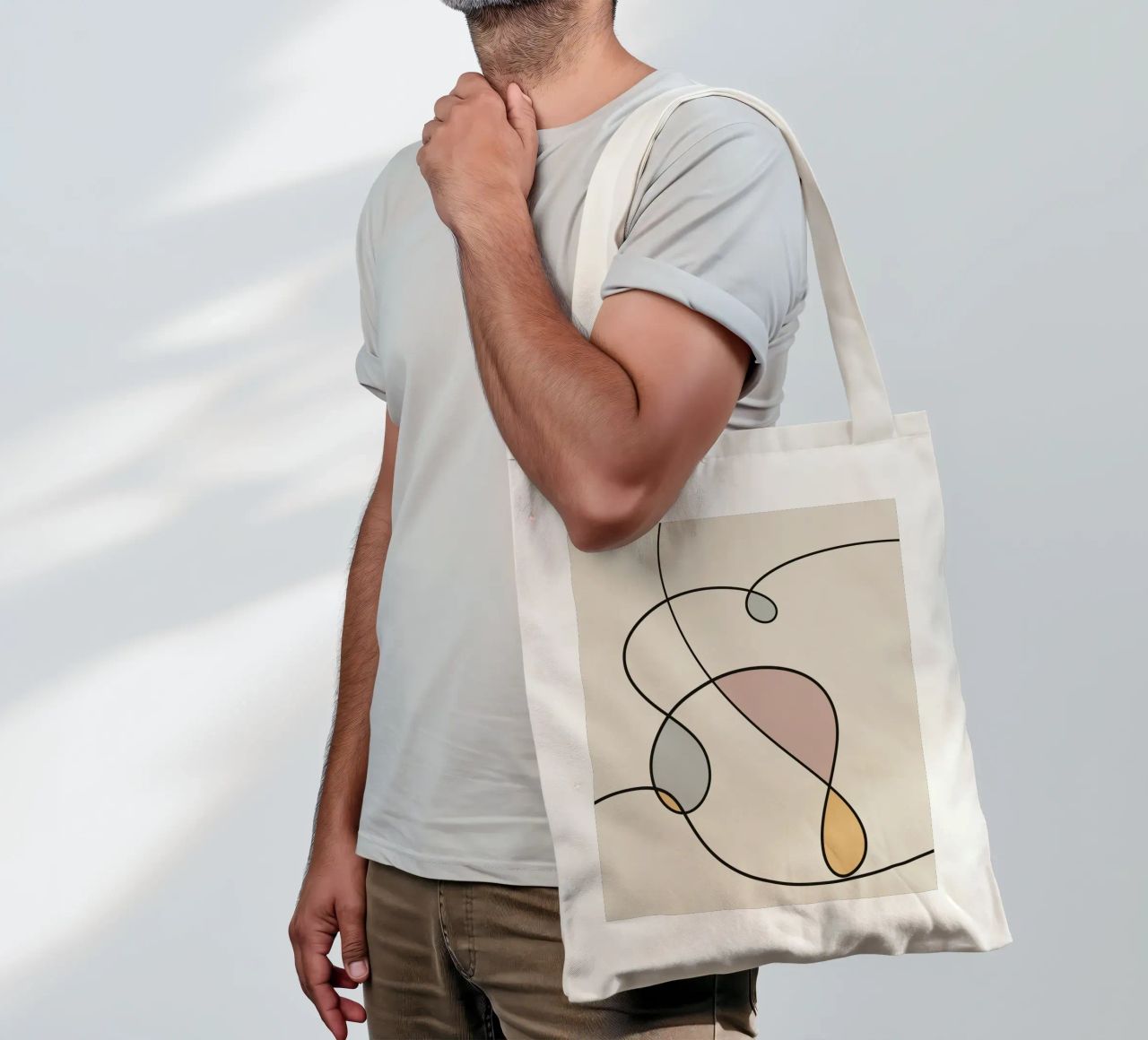 Minimal graceful line art abstract 03 borsa in juta da Little Dean