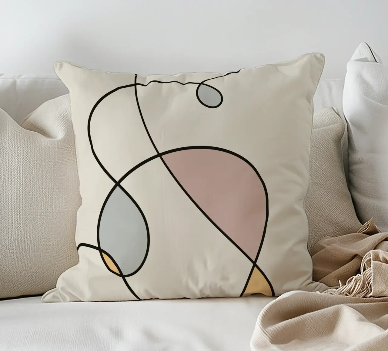 Minimal graceful line art abstract 03 cuscino da Little Dean