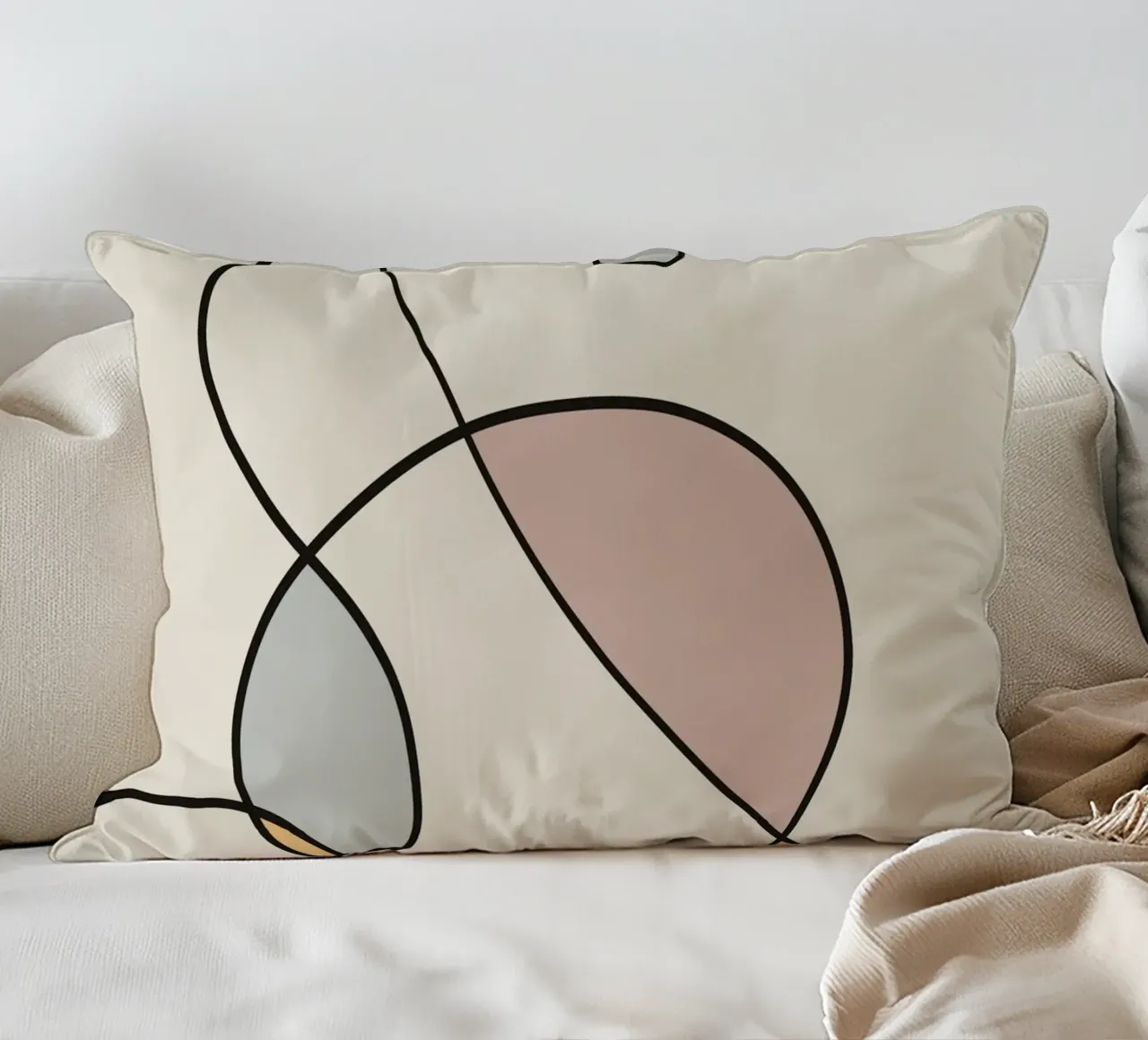 Minimal graceful line art abstract 03 cuscino da Little Dean