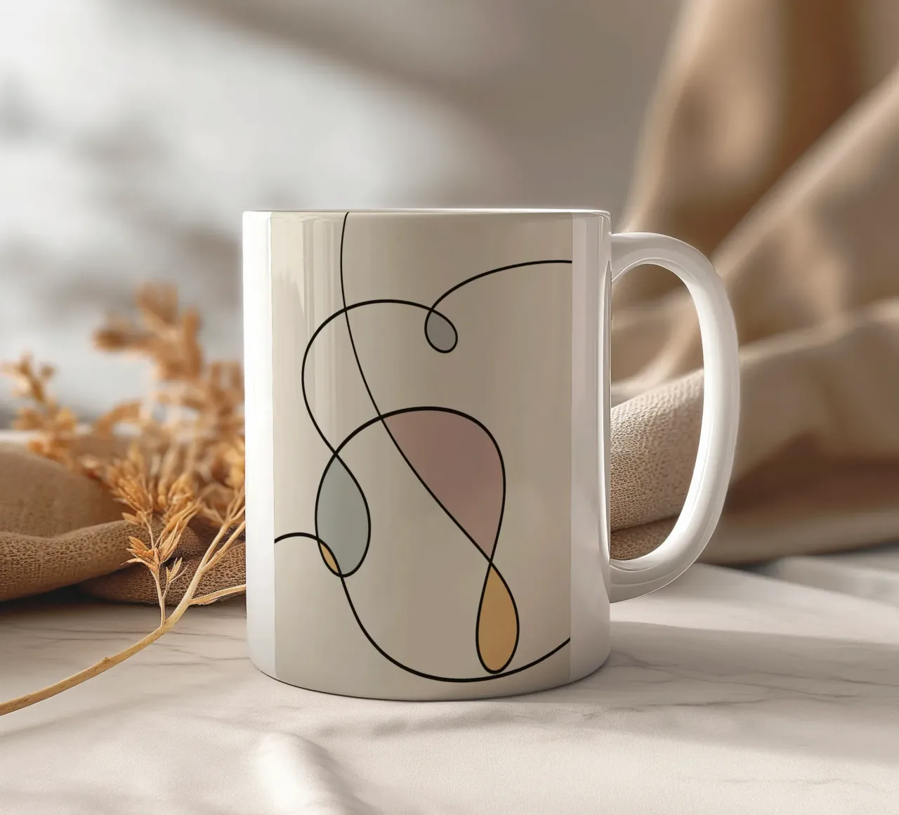 Minimal graceful line art abstract 03 tazza in ceramica da Little Dean