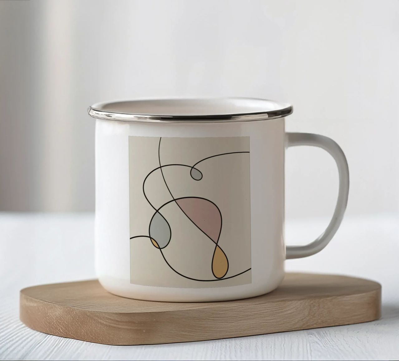 Minimal graceful line art abstract 03 tazza in smalto da Little Dean