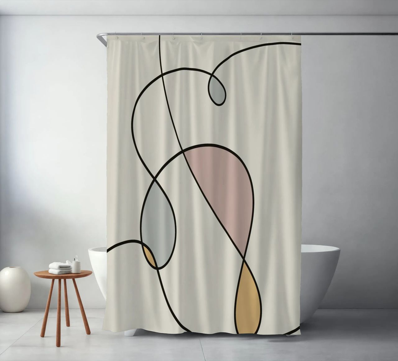 Minimal graceful line art abstract 03 tenda da doccia da Little Dean