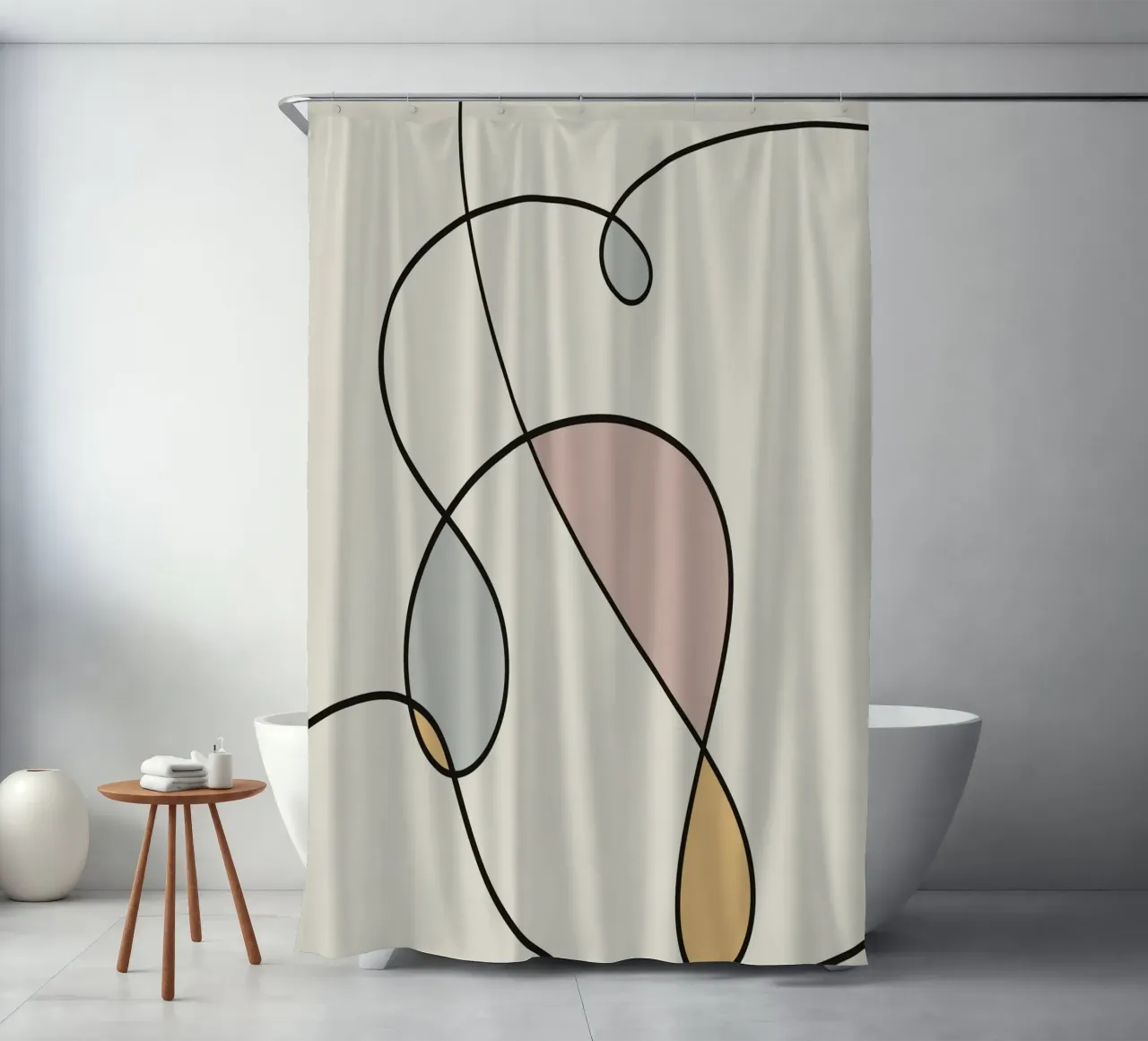 Minimal graceful line art abstract 03 tenda da doccia da Little Dean