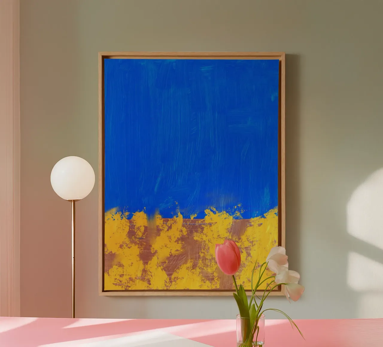 Bloemenperk abstract canvas met Baklijst van Little Dean