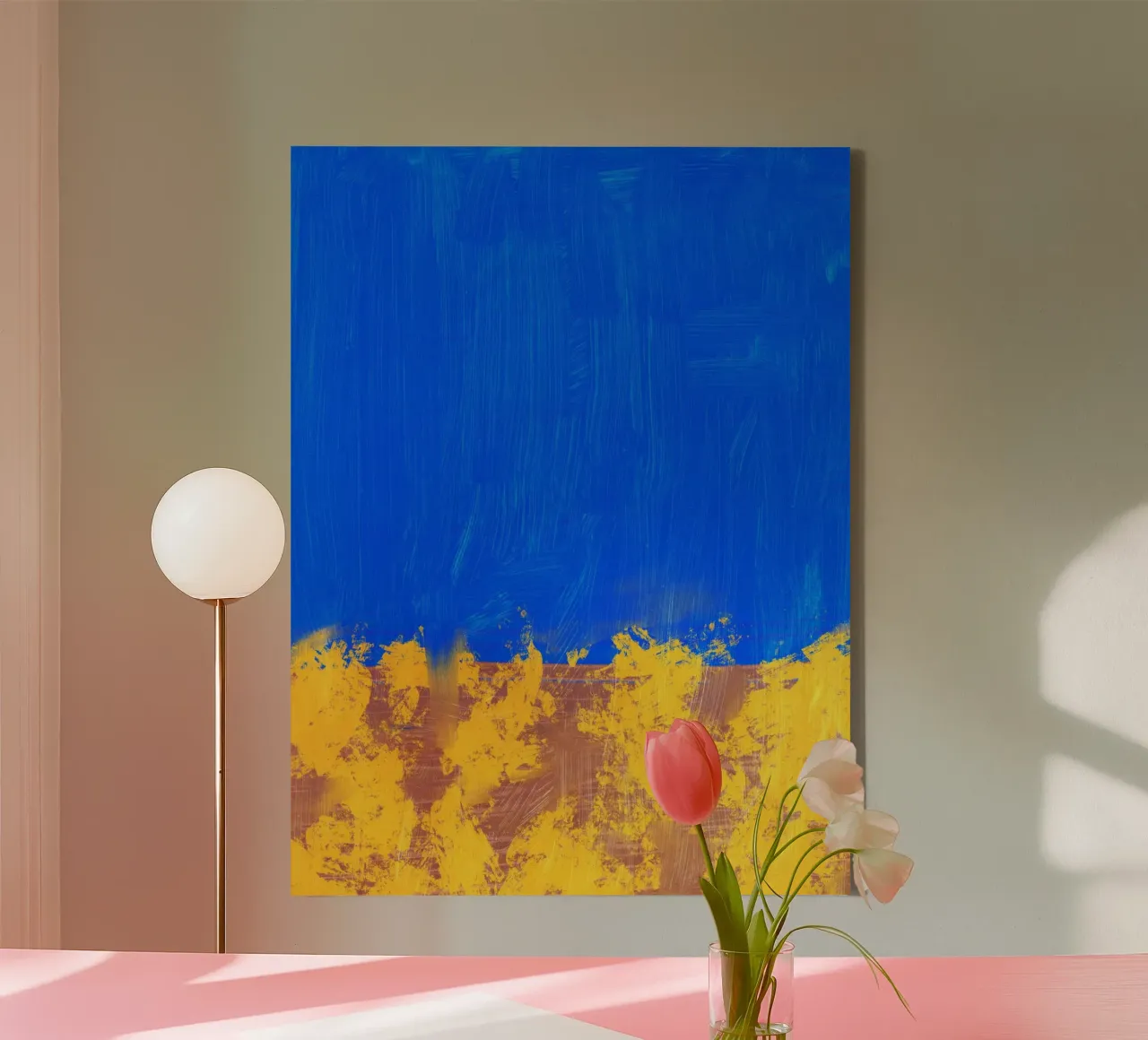 Bloemenperk abstract canvas met Baklijst van Little Dean