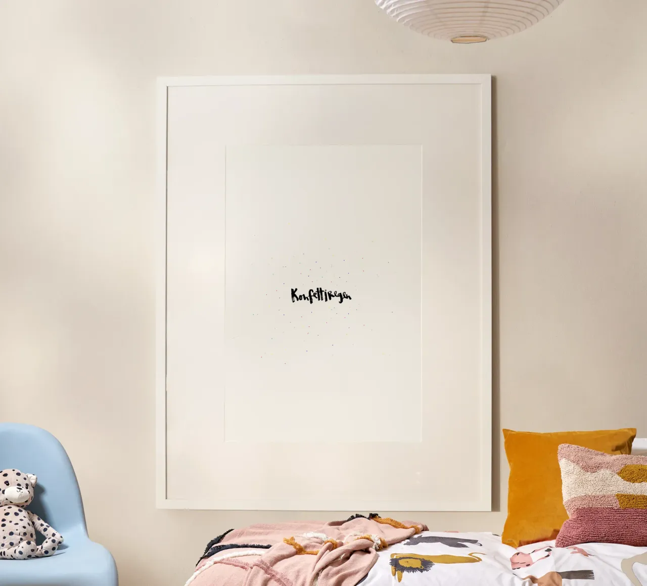 Konfettiregen poster con telaio in alluminio da Brushmeetspaper