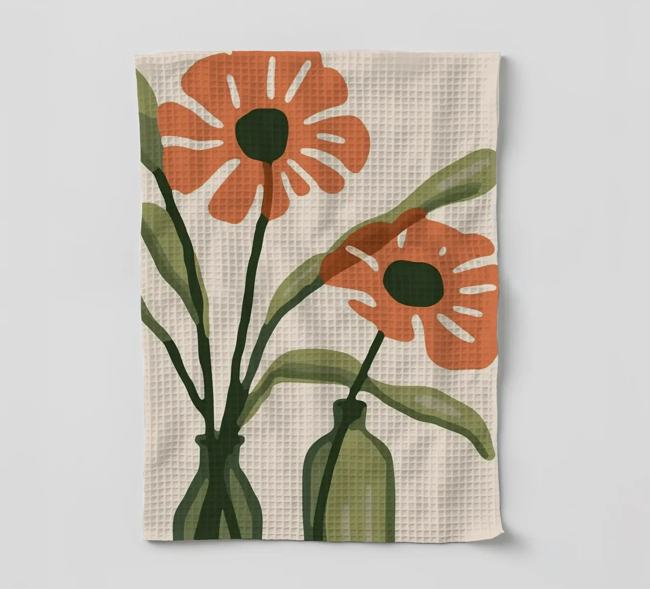 flowers vase tea towel by Abstract Botanical Art