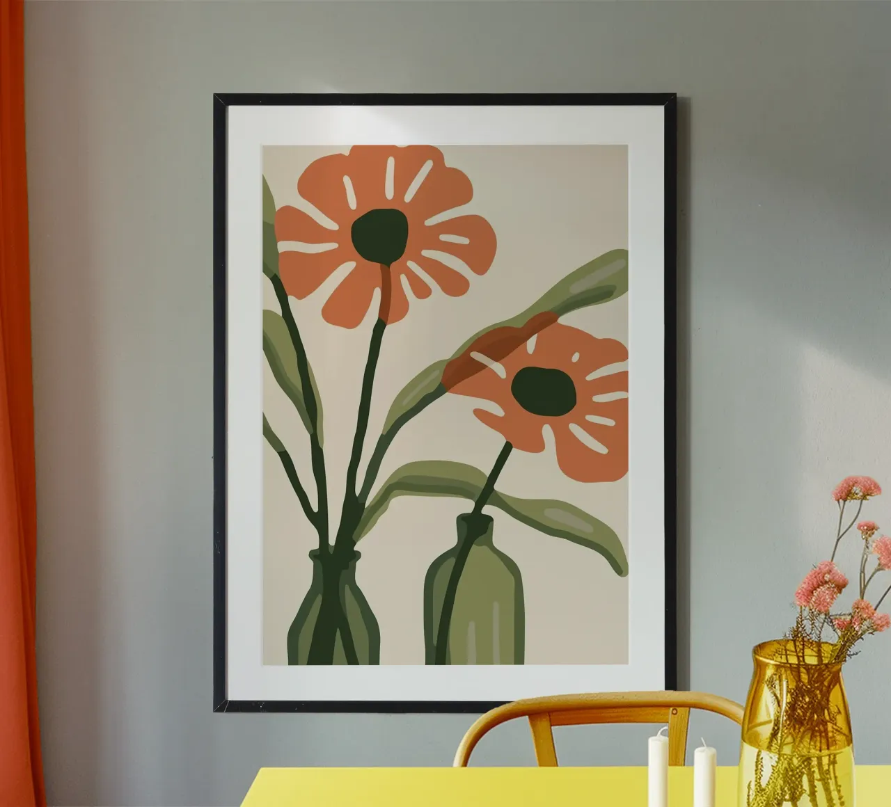 vaso di fiori poster con telaio in alluminio da Abstract Botanical Art