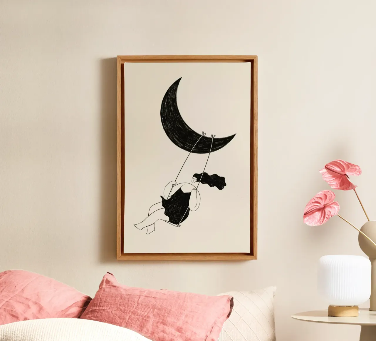Crescent Swing tela con Cornice a cassetta da Graphite