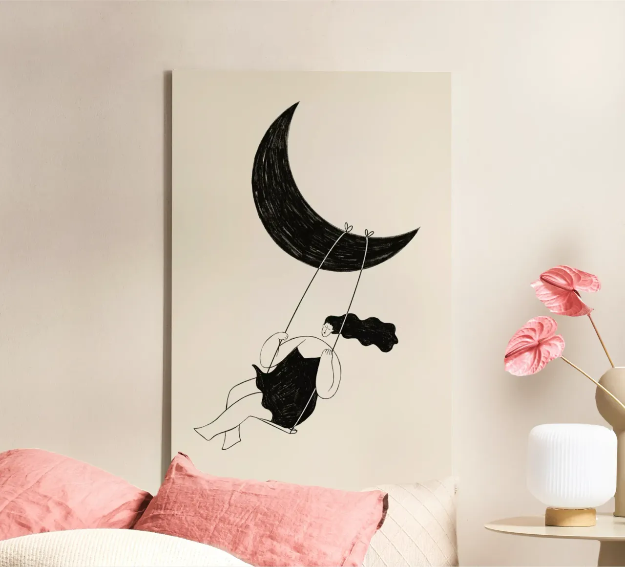 Crescent Swing tela con Cornice a cassetta da Graphite