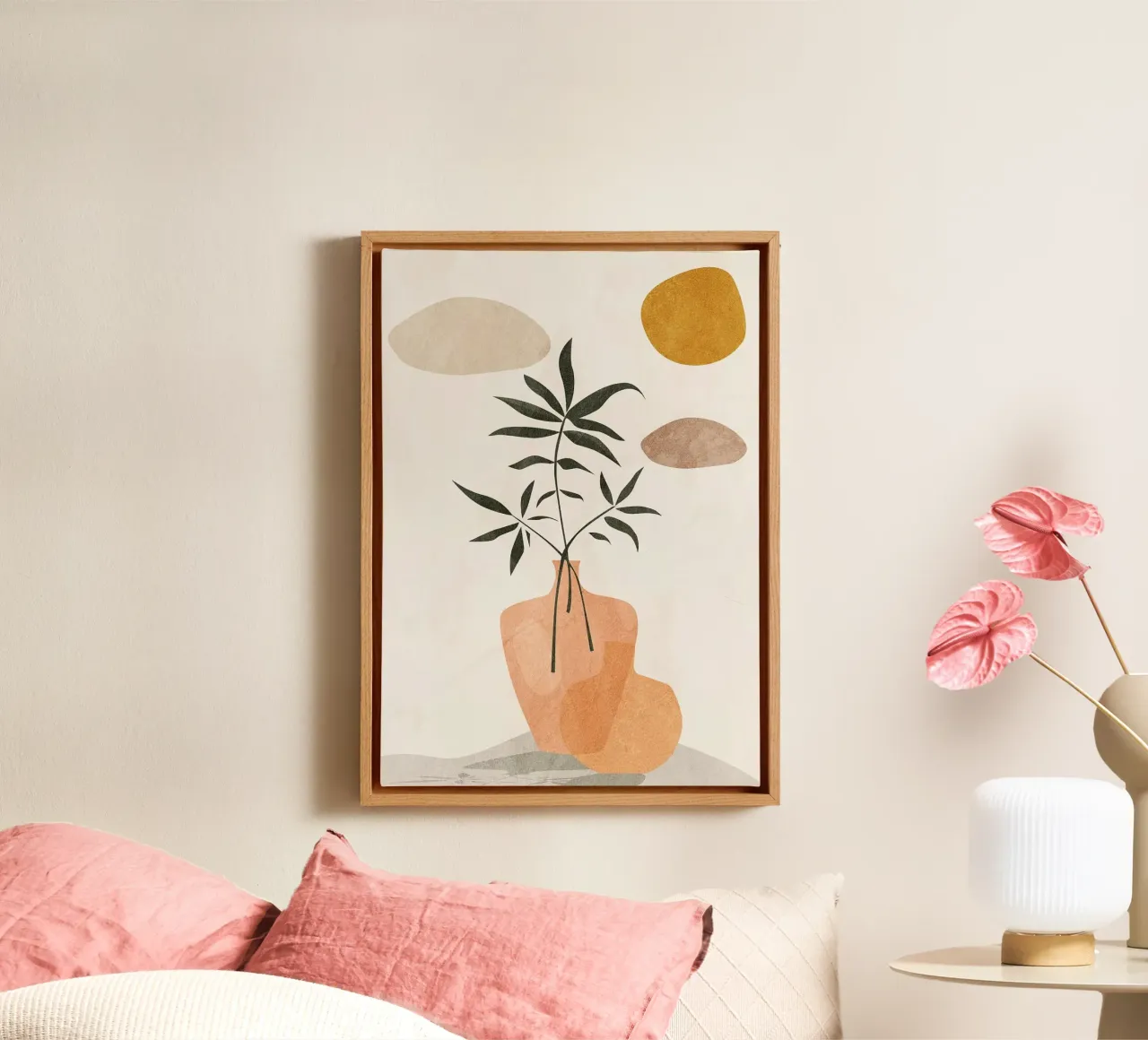 vaas canvas met Baklijst van Abstract Botanical Art